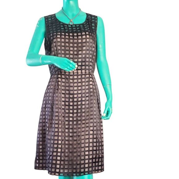 Calvin Klein Sleeveless Black Sheer Overlay Fit & Flare Dress Size 12 - Picture 1 of 8